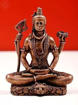 3" Small Copper Lord Shiva Statue | Handmade Adiyogi Idol