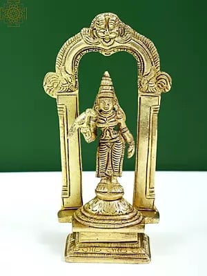 5" Small Brass Standing Goddess Meenakshi Statue | Handmade