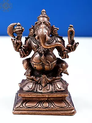 2" Small Ganesha Sitting on High Pedestal | Handmade