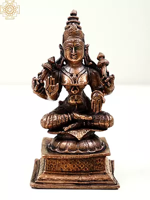 4" Small Copper Padmasana Lakshmi | Handmade