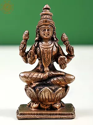 2" Small Copper Padmasana Lakshmi | Handmade