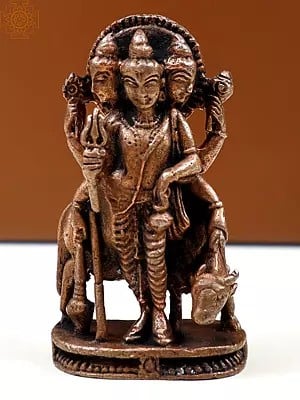2" Small Copper Adiguru Lord Dattatreya | Handmade