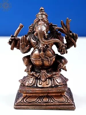 3" Small Ganesha Sitting on High Pedestal | Handmade