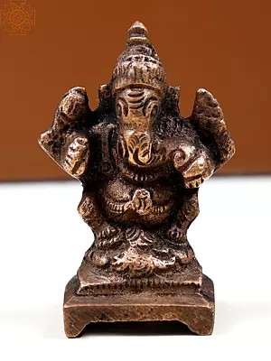 2" Small Copper Ganpati Bhagwan Statue | Handmade