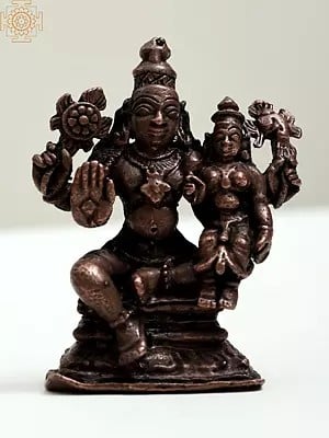 2" Small Copper Lord Vishnu with Goddess Lakshmi | Handmade