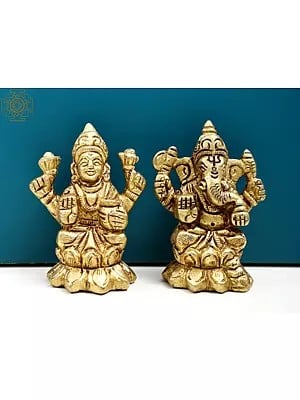 2" Small Lord Ganesha and Goddess Lakshmi | Handmade