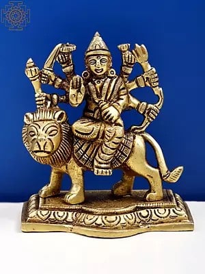 3" Small Eight-Armed Blessing Goddess Durga Brass Sculpture | Handmade
