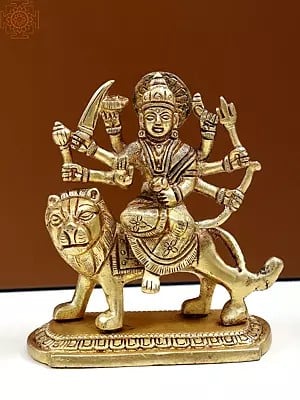 4" Small Brass Durga Maa Statue | Handmade Brass Idols