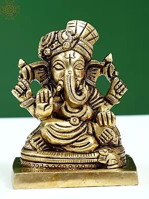 3" Small Brass Raja Ganapathy Statue | Handmade Brass Idols