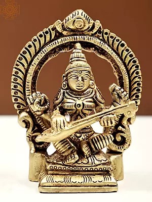 3" Small Brass Goddess Saraswati Statue | Handmade
