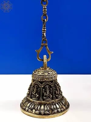6" Ganesha Temple Ceiling Bell In Brass | Handmade