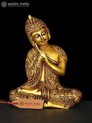 6" Brass Tibetan Thinking Buddhist Deity | Handmade