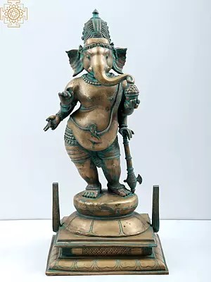 19" Standing Bhagawan Ganesha | Handmade | Madhuchista Vidhana (Lost-Wax) | Panchaloha Bronze from Swamimalai