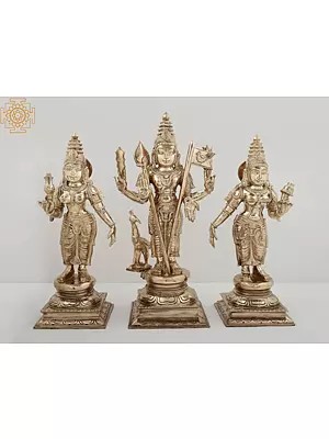 18" Karttikeya With Devasena And Valli (Murugan) Bronze Set