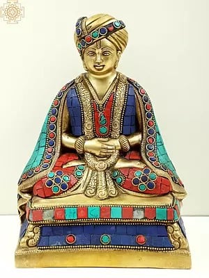 8" Brass Shri Dnyaneshwar Maharaj with Inlay Work