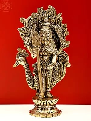 6" Brass Karttikeya - The Warrior Son of Shiva | Handmade