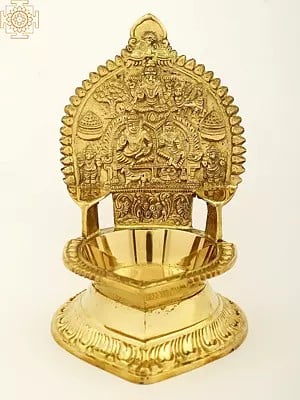 7" Small Brass Kubera Lakshmi Vilakku Diya