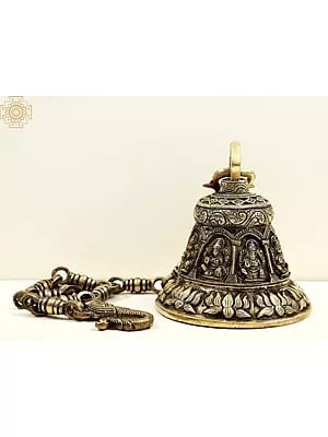 5" Brass Goddess Lakshmi Temple Ceiling Bell | Handmade