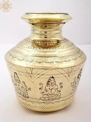 9" Brass Ashtalakshmi Puja Kalasha | Handmade
