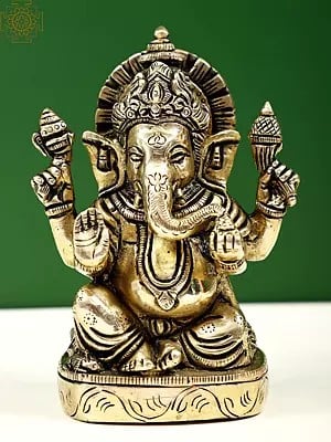 4" Small Brass Lord Blessing Ganesha | Handmade