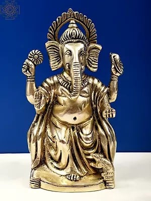 7" Lord Ganesha in Ashirwad Mudra | Brass Bhagawan Ganesha | Handmade