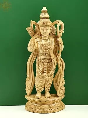 23" Shri Ram Chandra Ji Cedar Wood Sculpture | Handmade