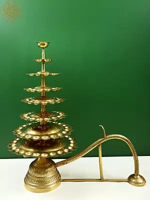 33" Large Brass Handheld Aarti Lamp