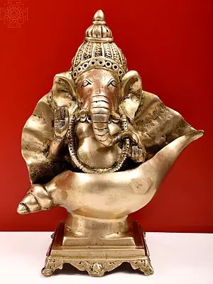 15" Ganesha Seated on Conch Pedestal