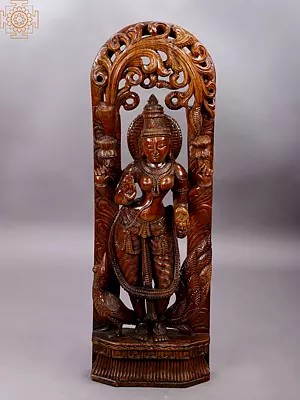 36" Large Vintage Wooden Goddess Lakshmi