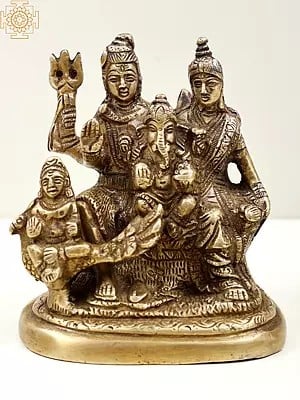 4" Small Brass Shiva Parivar Sculpture