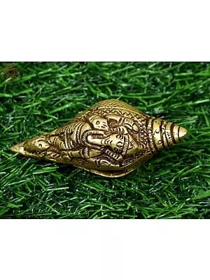 3" Small Lord Ganesha Conch in Brass