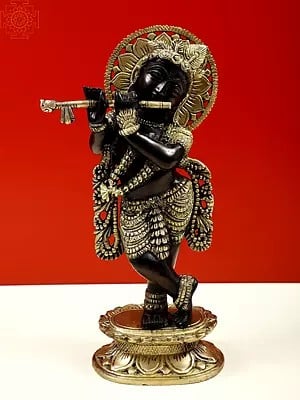 11" Brass Fluting Krishna
