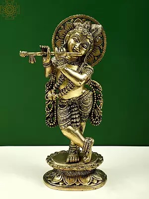 11" Brass Fluting Krishna