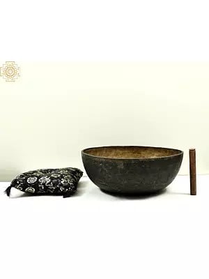 16" Tibetan Buddhist Singing Bowl with the Image of Bhumisparsha Buddha