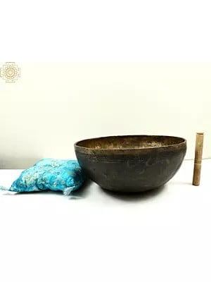 15" Tibetan Buddhist Singing Bowl with the Image of Goddess Green Tara