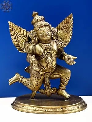 5" Small Bronze Standing Garuda Sculpture (Hoysala Art)