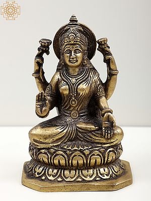 5" Small Brass Goddess Lakshmi In Brass | Handmade