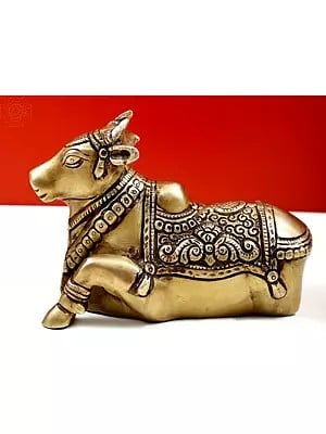 6" Brass Small Engraved Nandi