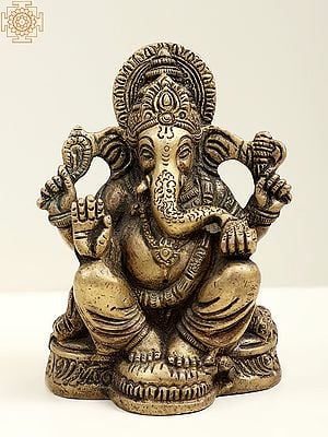 4" Small Brass Blessing Lord Ganesha