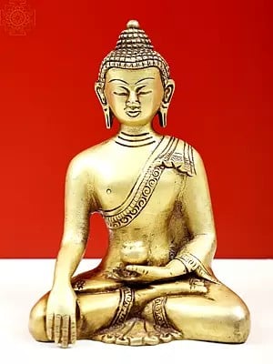 6" Brass Small Bhumisparsha Buddha