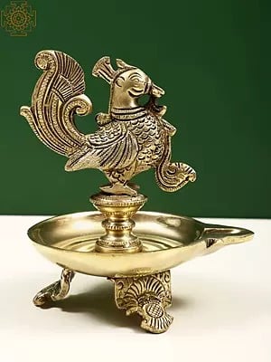 5" Small Brass Peacock Diya