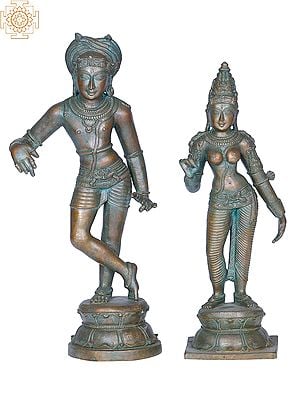 12" Vrishavahana Shiva with Parvati | Madhuchista Vidhana (Lost-Wax) | Panchaloha Bronze from Swamimalai