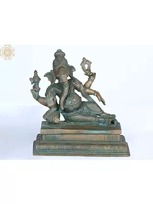 6" Relaxing Ganesha | Handmade | Madhuchista Vidhana (Lost-Wax) | Panchaloha Bronze from Swamimalai