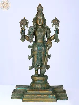 19" Lord Perumal | Madhuchista Vidhana (Lost-Wax) | Panchaloha Bronze from Swamimalai