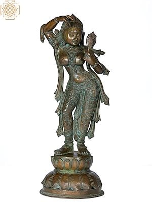 22" Mirror Lady | Handmade | Madhuchista Vidhana (Lost-Wax) | Panchaloha Bronze from Swamimalai