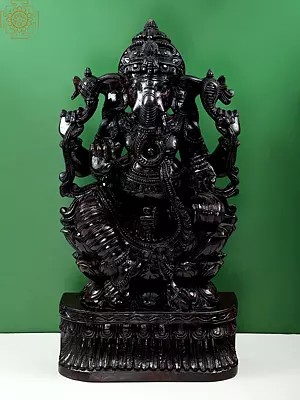 35" Large Wooden Bhagawan Ganesha