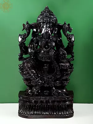 36" Large Wooden Bhagawan Ganesha