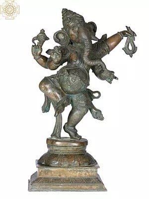 21" Dancing Ganesha Bronze Statue | Madhuchista Vidhana (Lost-Wax) | Panchaloha Bronze from Swamimalai