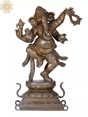 24" Dancing Ganesha Panchaloha Bronze Statue from Swamimalai | Madhuchista Vidhana (Lost-Wax)