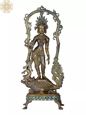 20" Maa Ganga (Rare Goddesses of India) | Madhuchista Vidhana (Lost-Wax) | Panchaloha Bronze from Swamimalai